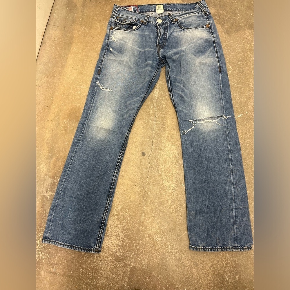 True Religion vintage y2k billy big T Men's Blue Straight Jeans 34‎ x 31